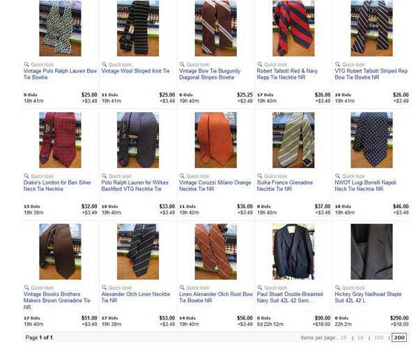 I&rsquo;ve got a few dozen ties and a couple of suits on eBay right now