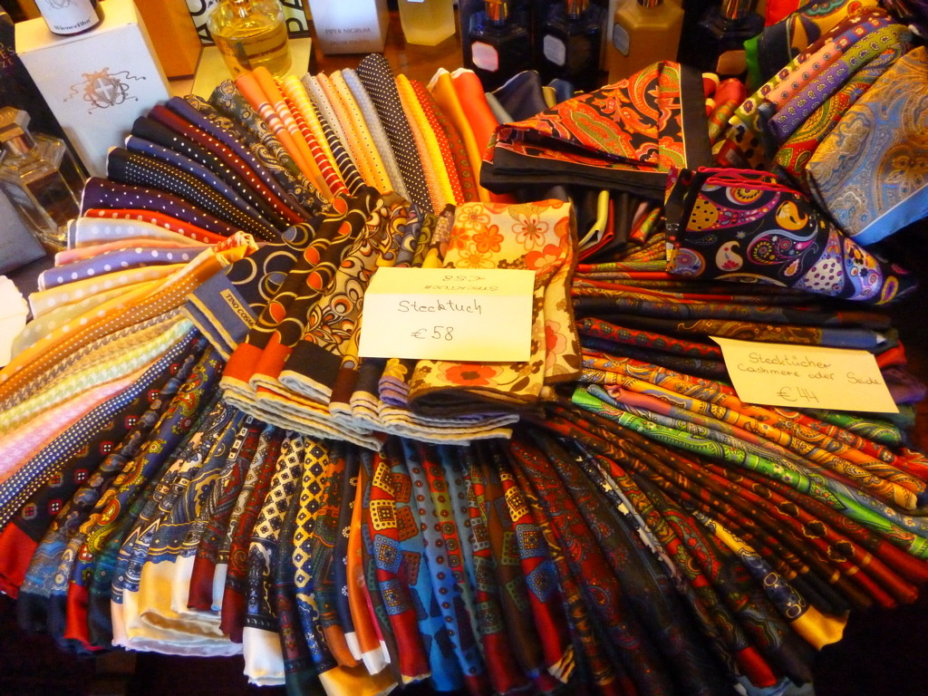 A selection of pocket squares at Wilhelm Jungmann & Neffe