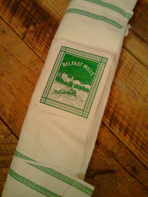 A bolt of vintage deadstock Irish linen I bought to make white linen squares for the Put This On Gentlemen&rsquo;s Association