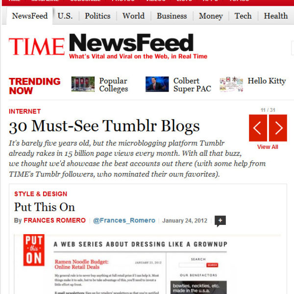 Roundup of &ldquo;30 Must-See Tumblr Blogs!&rdquo;