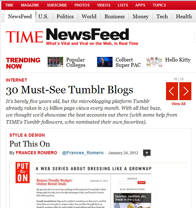 Roundup of &ldquo;30 Must-See Tumblr Blogs!&rdquo;