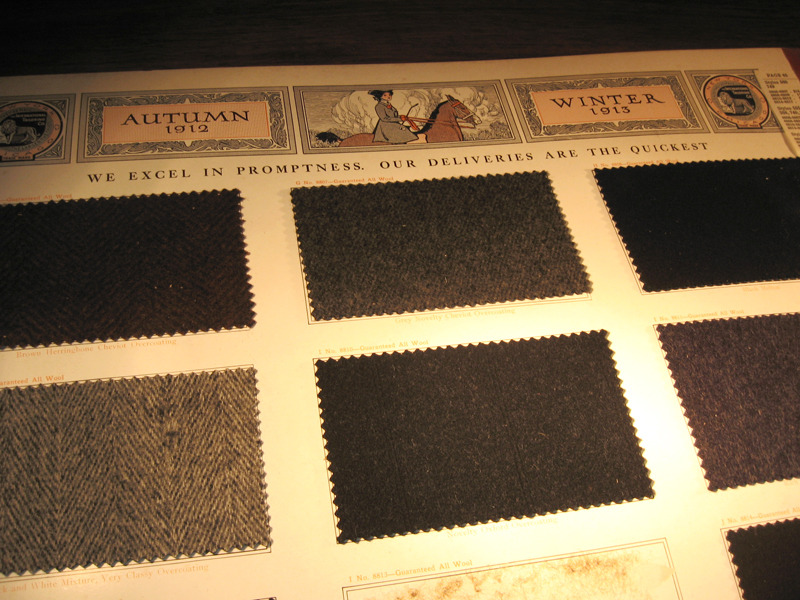 Old fabric books and artifacts from the 1910s through 1940s