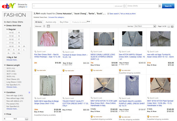 The eBay Shirt Search Megalink