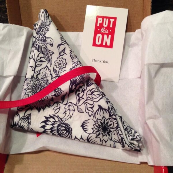 Unboxing shot of this month&rsquo;s pocket square